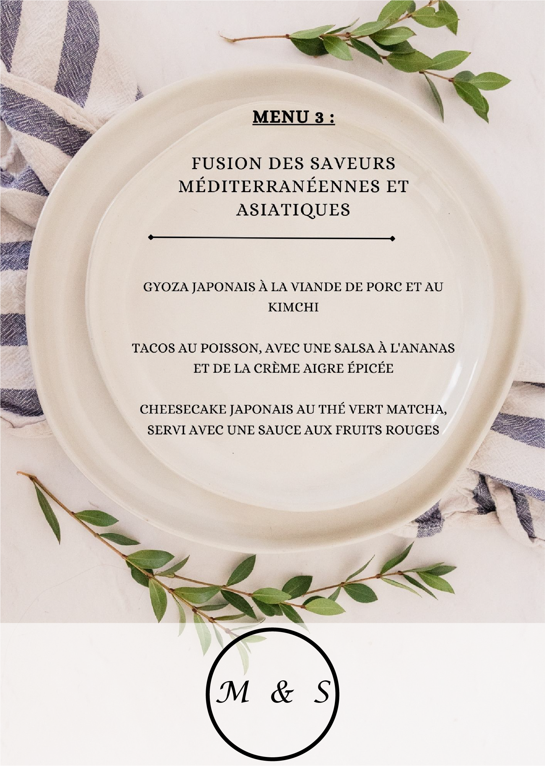 image du menu 3 fusion des saveurs méditerranéennes et asiatiques